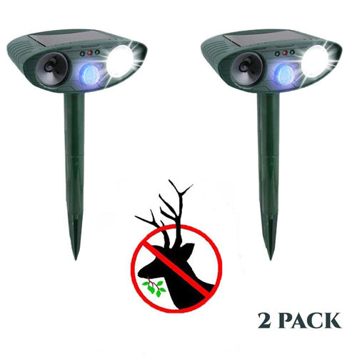 Ultrasonic Deer Repeller - PACK of 2 - Solar Powered - Get Rid of Deer in 48 Hours