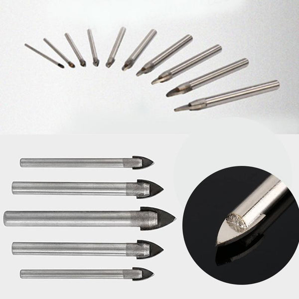 10pcs Mirror Ceramic Tile Glass Drill Hole Bits Set Spear Head 5/6/8/10/12mm